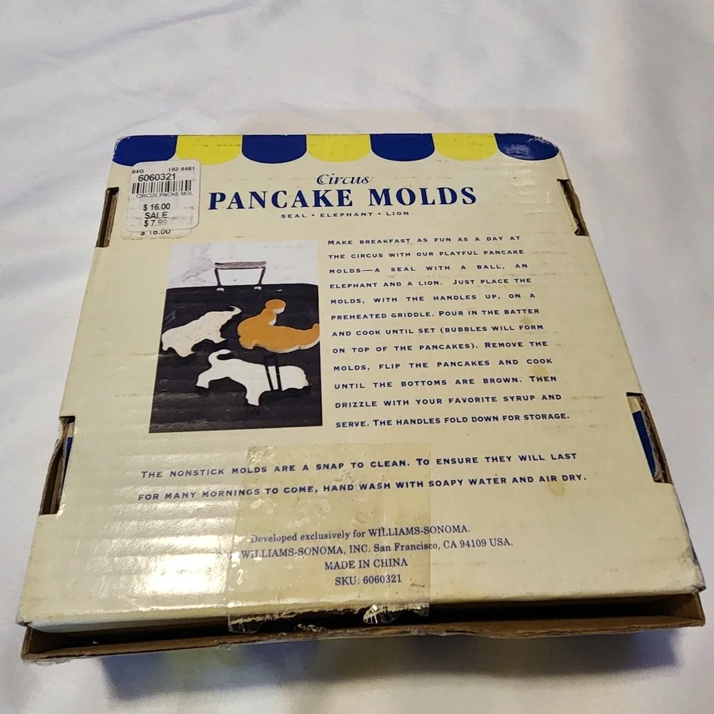 Circus‎ Pancake Molds Seal Lion Elephant Non-Stick 2001 Original Box